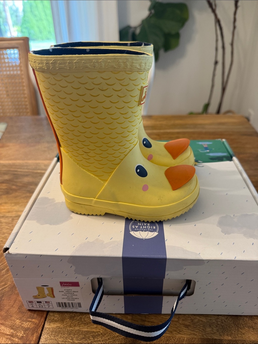 Joules Yellow Duck Kids Rain Boots with Orange Beak